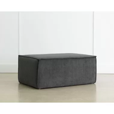 Sunpan Calista Ottoman In Navarro Pewter - Angled
