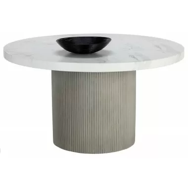 Sunpan Nicolette Dining Table Light Grey - Marble Look - 55" -1
