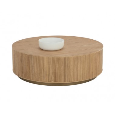 Sunpan Kalla Coffee Table - Rustic Oak with Decor