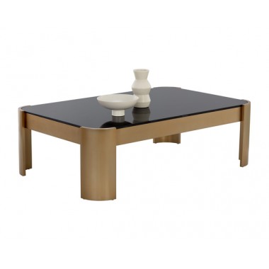 Sunpan Irvine Coffee Table - Front Side Angle with Decor