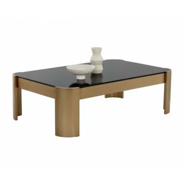Sunpan Irvine Coffee Table - Front Side Angle with Decor