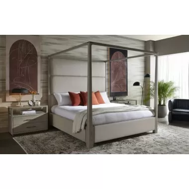 Sunpan Danette Canopy Bed - King Zenith Taupe Grey - Lifestyle