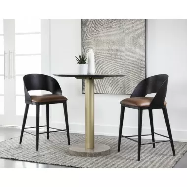 Sunpan Dezirae Counter stool Black - Cognac Leather Set