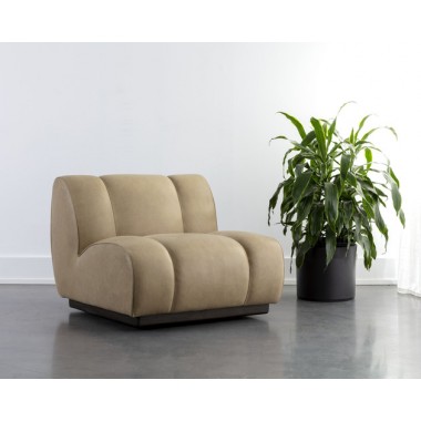 Sunpan Blaise Swivel Lounge Chair - Sahara Sand Leather - Lifestyle