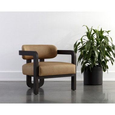 Sunpan Madrone Lounge Chair Brown - Ludlow Sesame Leather - Lifestyle