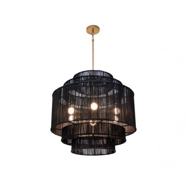 Sunpan Aalyssa Chandelier - Black Jute Led Light