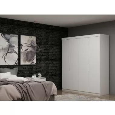 Manhattan Comfort Mulberry 2 Sectional Modern Wardrobe Closet with 4 Drawers - Set of 2 in White