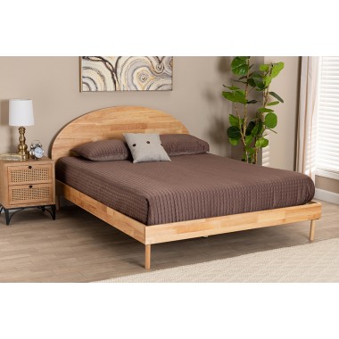 Baxton Studio Denton Japandi Natural Brown Finished Wood Queen Size Platform Bed - Lifestyle