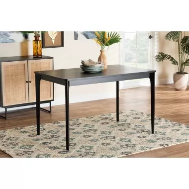 Baxton Studio Sherwin Mid-Century Modern Black Finished Wood Dining Table - Lifestyle