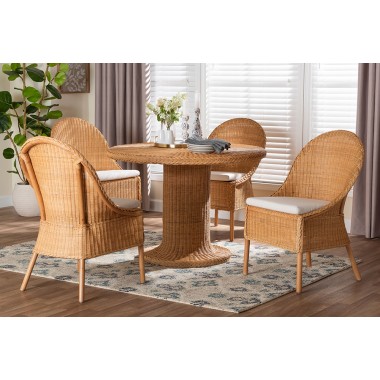 Baxton Bali and Pari Willy 5-piece Rattan Dining Set