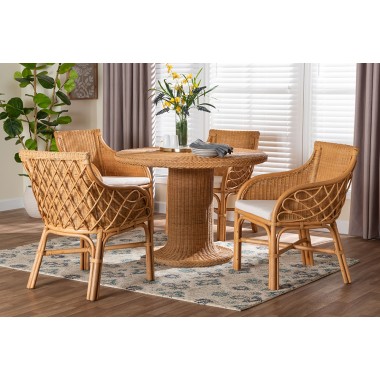 Baxton Bali and Pari Wymond 5-piece Rattan Dining Set