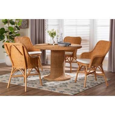 Baxton Bali and Pari Wistan 5-piece Rattan Dining Set