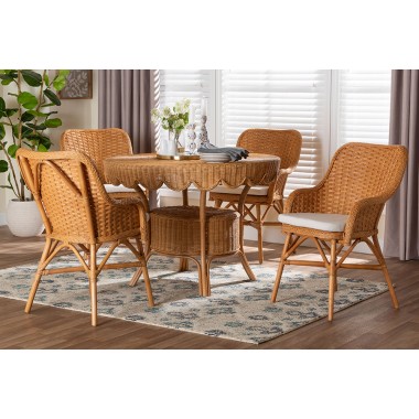 Baxton Bali and Pari Tucson 5-piece Rattan Dining Set - Lifestyle