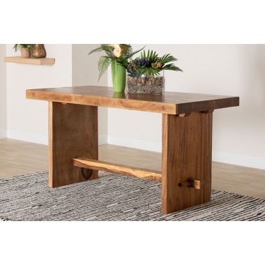 Baxton Studio Bali and Pari Biyu Suar Wood Dining Table - Lifestyle