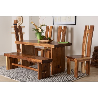 Baxton Bali and Pari Lin Suar Wood 6-piece Dining Set - Lifestyle 