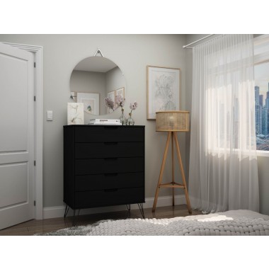 Manhattan Comfort Rockefeller 5-Drawer Dresser Black