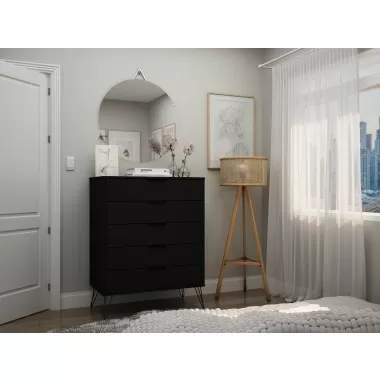 Manhattan Comfort Rockefeller 5-Drawer Dresser Black