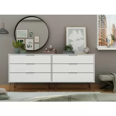 Manhattan Comfort Rockefeller 6-Drawer Dresser Set White