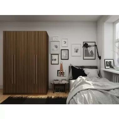 Manhattan Comfort Gramercy Modern 2-Section Freestanding Wardrobe Armoire Closet in Brown Front