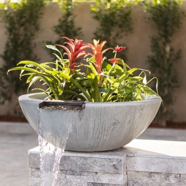 The Outdoor Plus Sedona Wood Grain Planter & Water Bowl 