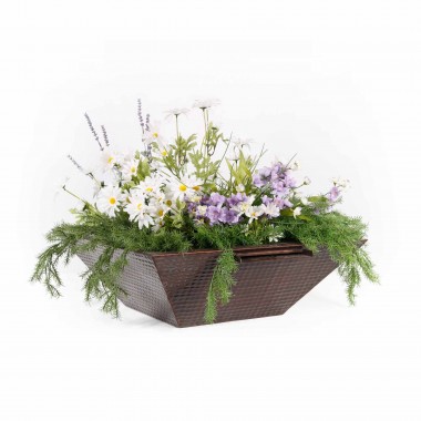The Outdoor Plus Maya Hammered Copper Planter with Water Bowl