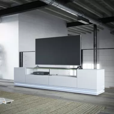 Vanderbilt TV Stand with LED Lights in White Gloss