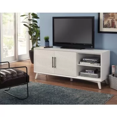 Alpine Furniture Tranquility TV Console in White - Angled Lifestyle