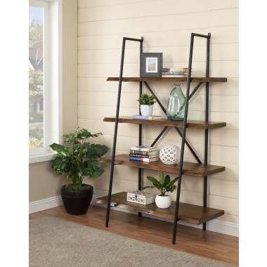  Alpine Furniture Live Edge Bookshelf in Light Walnut - Lifestyle