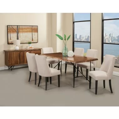 Alpine Furniture Live Edge Parson Chairs in Cream/Black - Lifestyle
