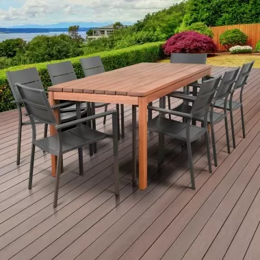 Amazonia Koningsdam 9 Piece Rectangular Patio Dining Set 