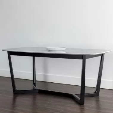 Sunpan Kali Dining Table 70.5" in Black - Grey Marble - Lifestyle