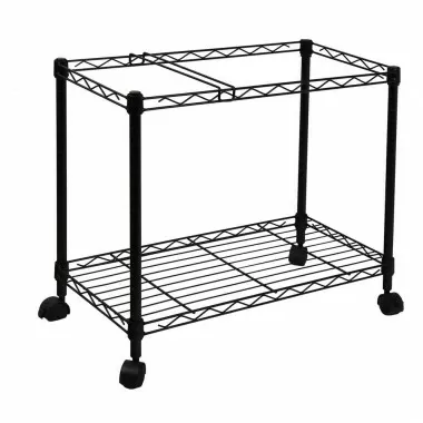 Oceanstar Portable 1-Tier Metal Rolling File Cart (Black) - Angled