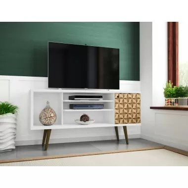  Liberty 53.14" Mid Century - Modern TV Stand with 5 Shelves and 1 Door - Lifestyle