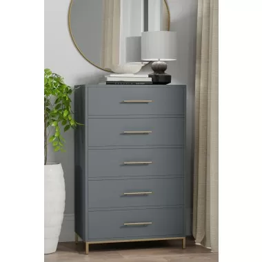 Alpine Furniture Madelyn Chest in Slate Gray - Front Lifestyle