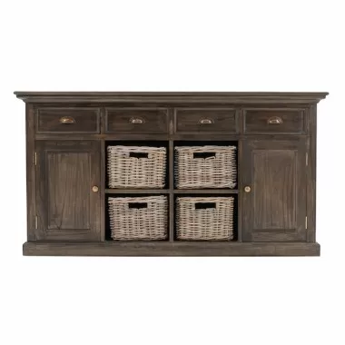 Nova Solo Halifax Mindi Wood Buffet with 4 Basket Set - Front Angle