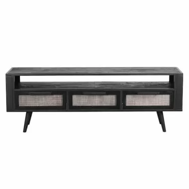 Nova Solo Nordic Smooth Boat Wood & Iron TV Dresser - 3 Drawers - Front Angle