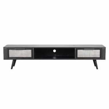NovaSolo Nordic Mindi Smooth Boat Wood & Iron TV Dresser - 2 Drawers - Front Angle