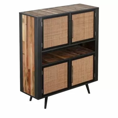 NovaSolo Nordic Rattan Boat Wood & Iron Buffet - 4 Doors