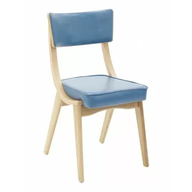 European Beechwood Wood Dining Chair - Blue - Front