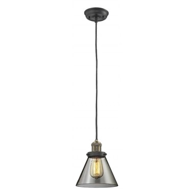 Glass Pendant With 10 Feet Cord - Brushed Brass - Smoked Glass