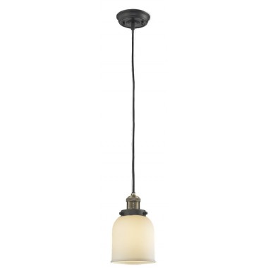 Glass Pendant With 10 Feet Cord - Brushed Brass - Matte White Cased Glass