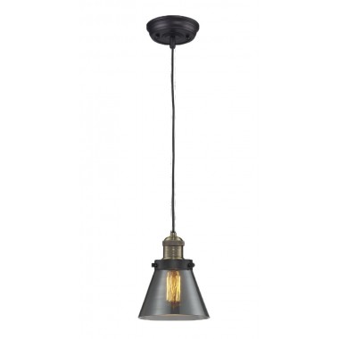 Glass Pendant With 10 Feet Cord - Brushed Brass - Smoked Glass