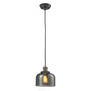 Glass Pendant With 10 Feet Cord - Brushed Brass - Smoked Glass