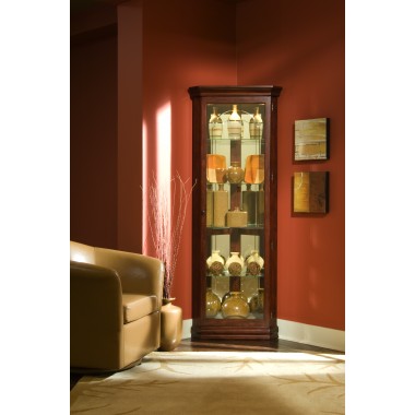 Pulaski Furniture Mirrored 4 Shelf Corner Curio Cabinet in Victorian Brown