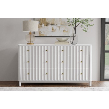 Alpine Furniture Stapleton 6 Drawer Dresser in White - Lifestyle