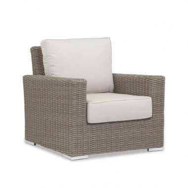Sunset West Coronado Club Chair in Canvas Skyline with Self Welt - Angled