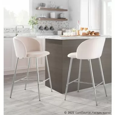 Fran 26" Contemporary Fixed-Height Counter Stool in Gold Metal and Black Faux Leather by LumiSource - Set of 2