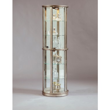 Pulaski Furniture Lighted Half Round 5 Shelf Curio Cabinet in Aged Silver Room View