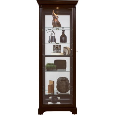 Pulaski Furniture Locking Slide Door 5 Shelf Curio Cabinet in Deep Cherry Brown