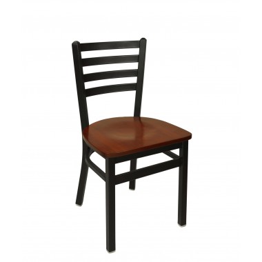 Lima Ladder Back Barstool With Steel Frame And Clear Coat Finish 
